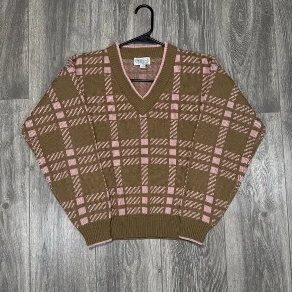 Vintage 80s IZOD Club Golf Sweater Womens S Cotton Preppy Graphic Knit Grandma - Picture 2 of 9